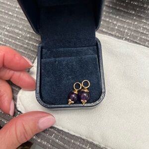 Elegant Gold and amethyst hoop charms 14k gold